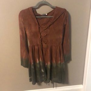 Earthbound tie dye cape sleeved cover up